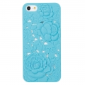 Чехол накладка Blossom с розами для iPhone 4 / 4S голубой 